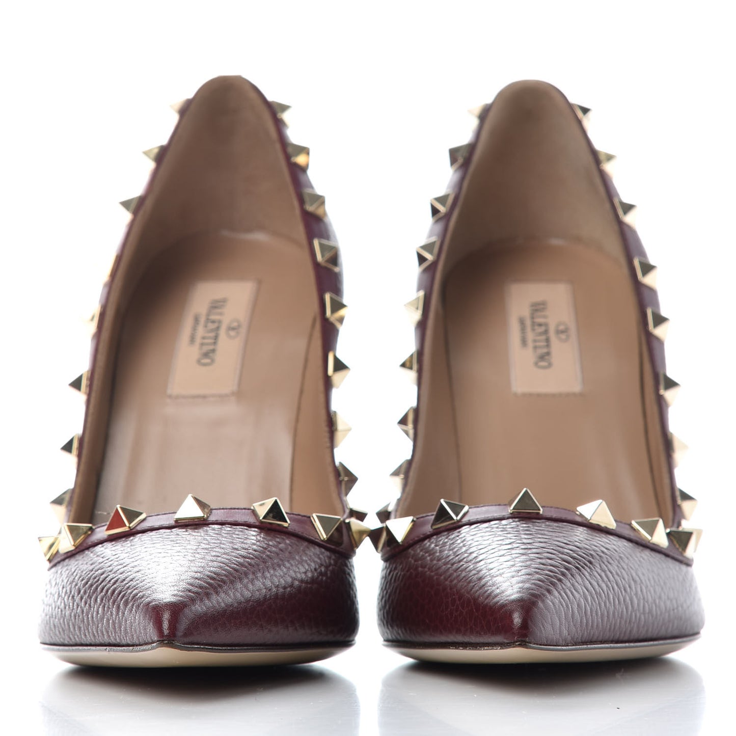 Pebbled Calfskin Rockstud 100mm Pumps 36.5 Rubin