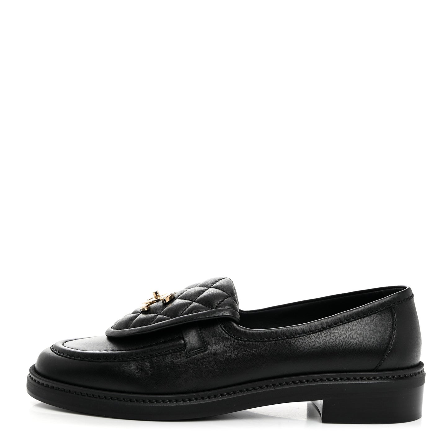 Lambskin Quilted CC Turnlock Loafers 38.5 Black