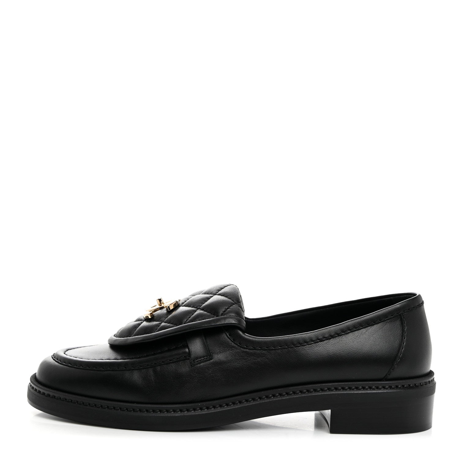 Chanel Lambskin Quilted CC Turnlock Loafers 38.5 Black 1 of 9