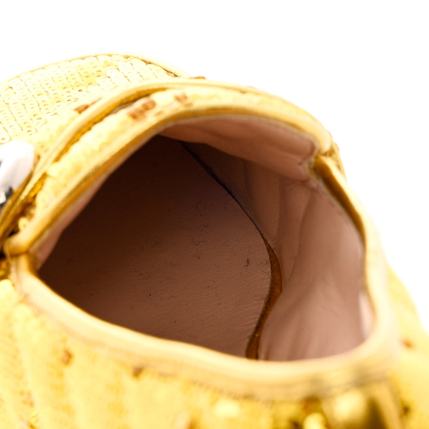 Sequin Satin Matelasse GG Marmont Moccasin Loafers 35.5 Gold Yellow Giallo Oro Vecchio