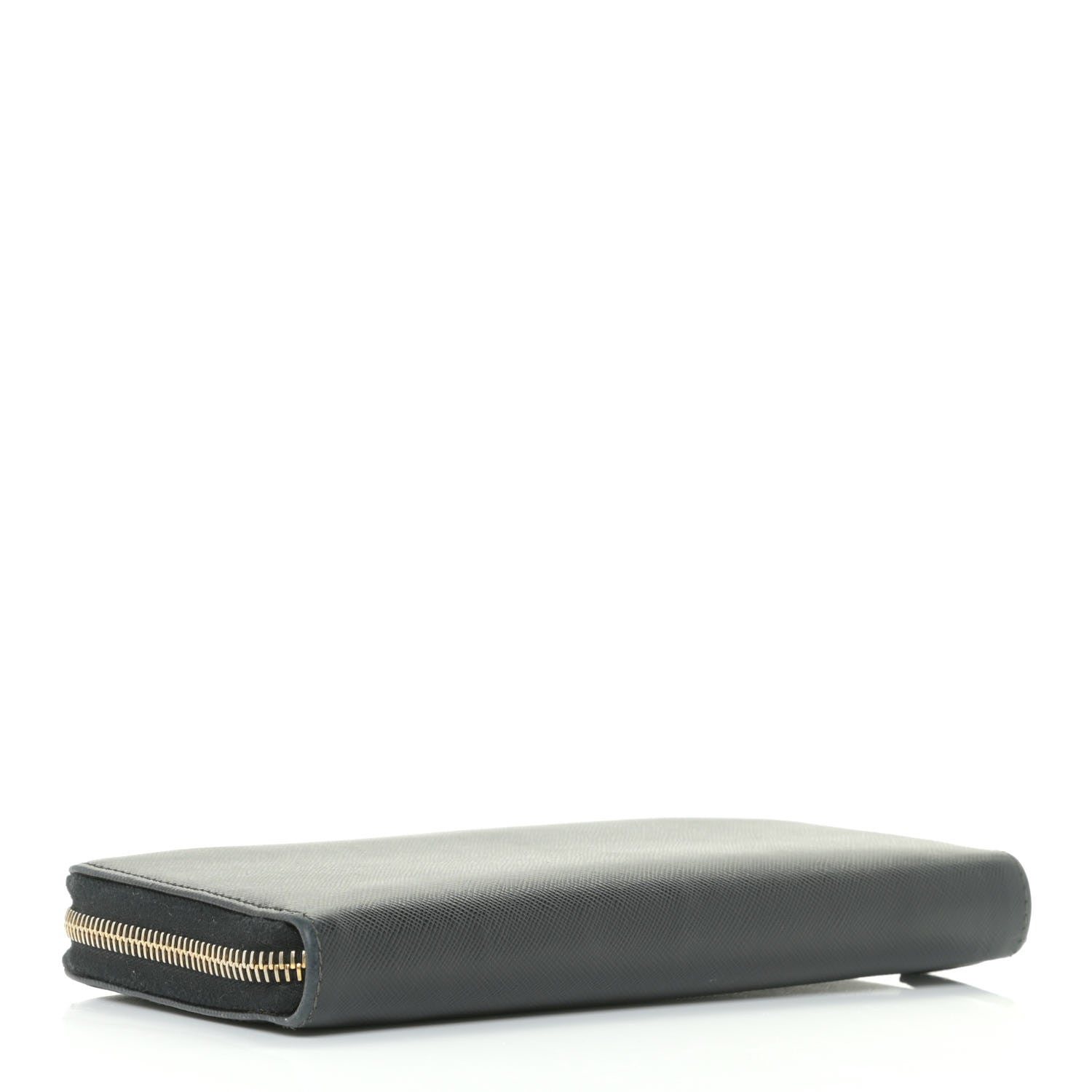 Prada Saffiano Triangle Zip Around Wallet Black 4 of 10
