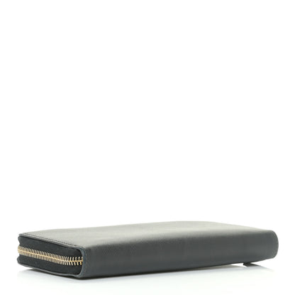 Prada Saffiano Triangle Zip Around Wallet Black 4 of 10