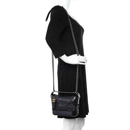 Chanel Iridescent Aged Calfskin Quilted Small Gabrielle Hobo Black 2 of 11