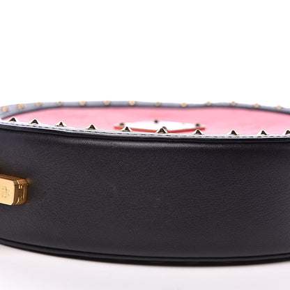 MCM Calfskin Studded Round Crossbody Black Red 7 of 8