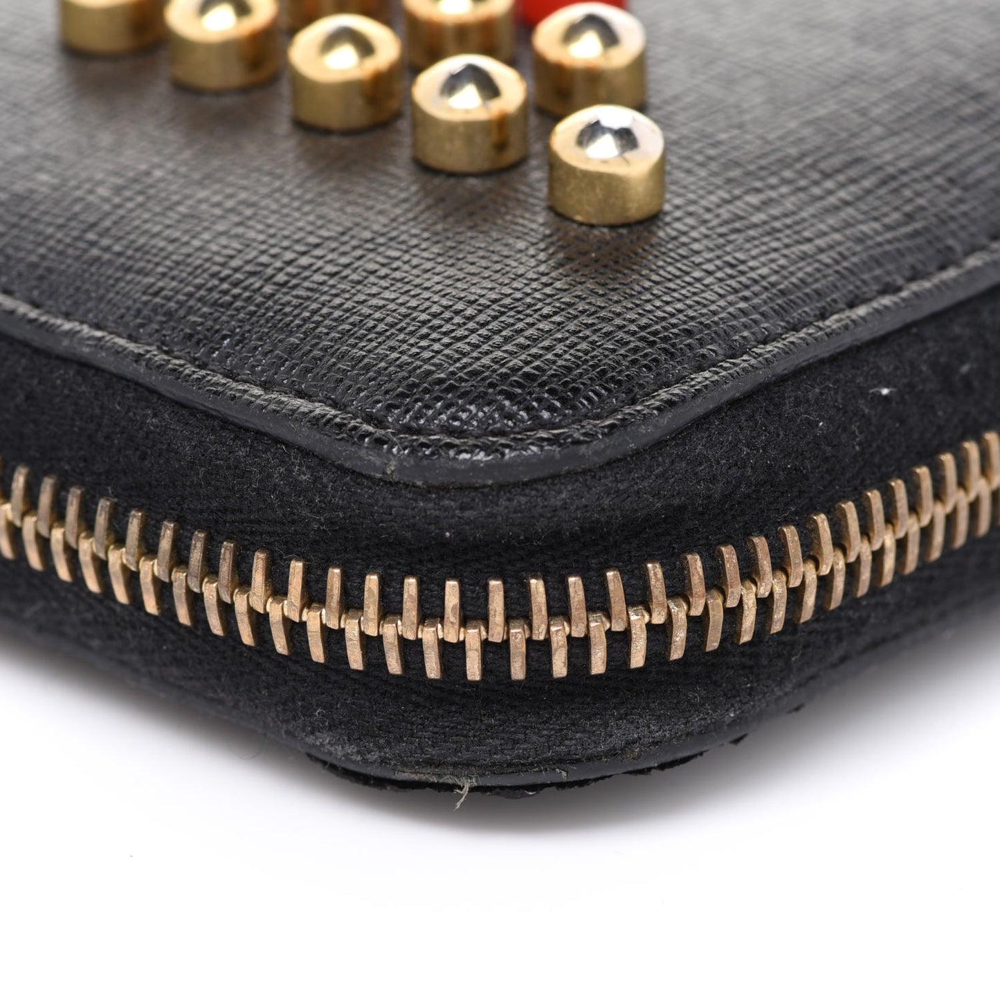 Vitello Elite Studded Monster Zip Around Wallet Black