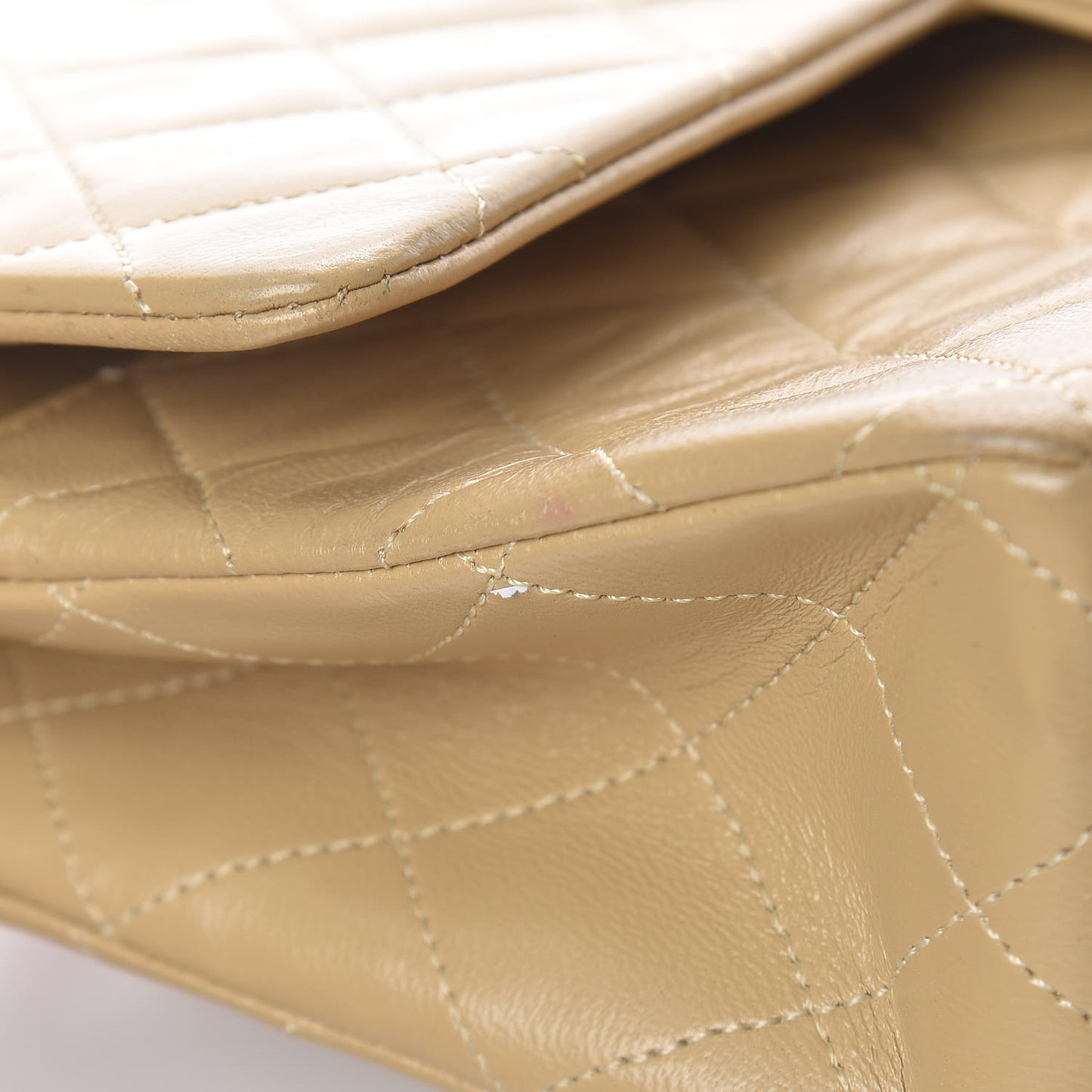 Lambskin Quilted Medium Double Flap Beige