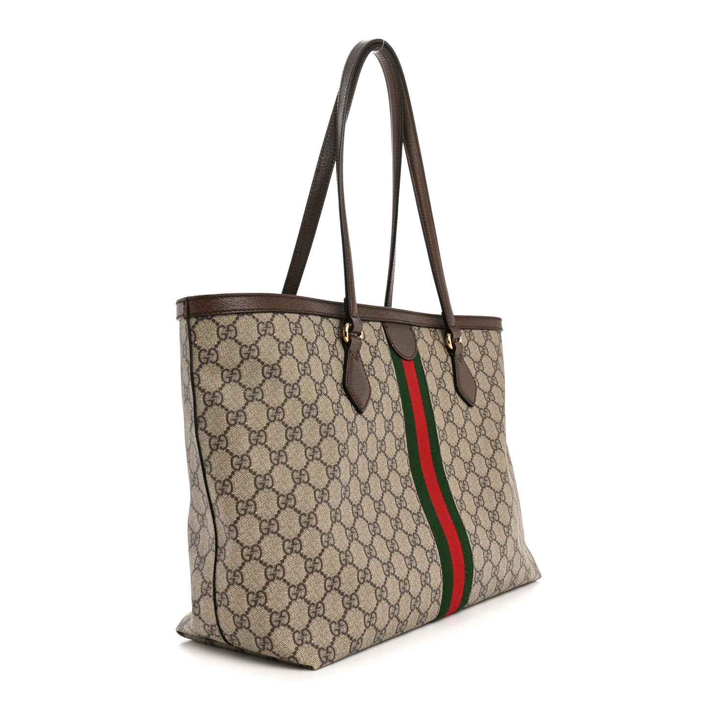 GG Supreme Monogram Medium Ophidia Shopping Tote Brown