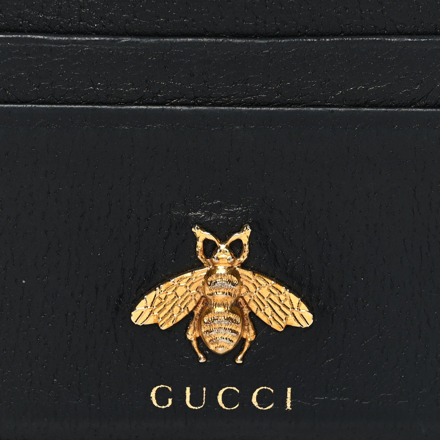 Pebbled Calfskin Animalier Card Holder Black