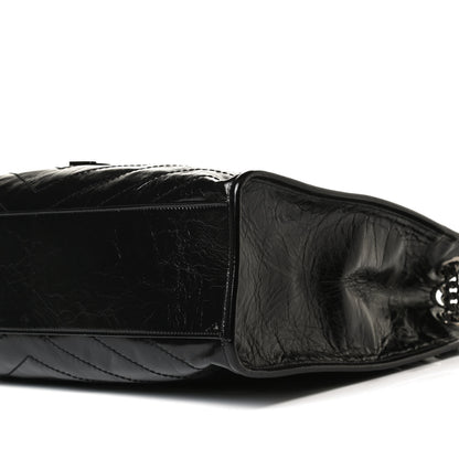 Saint Laurent Crinkled Calfskin Matelasse Monogram Medium Niki Shopper Tote Black 12 of 14