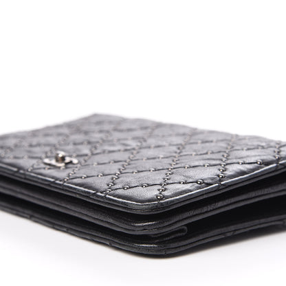 Chanel Crumpled Lambskin Studded Paris Dallas Wallet On Chain WOC Black 7 of 11