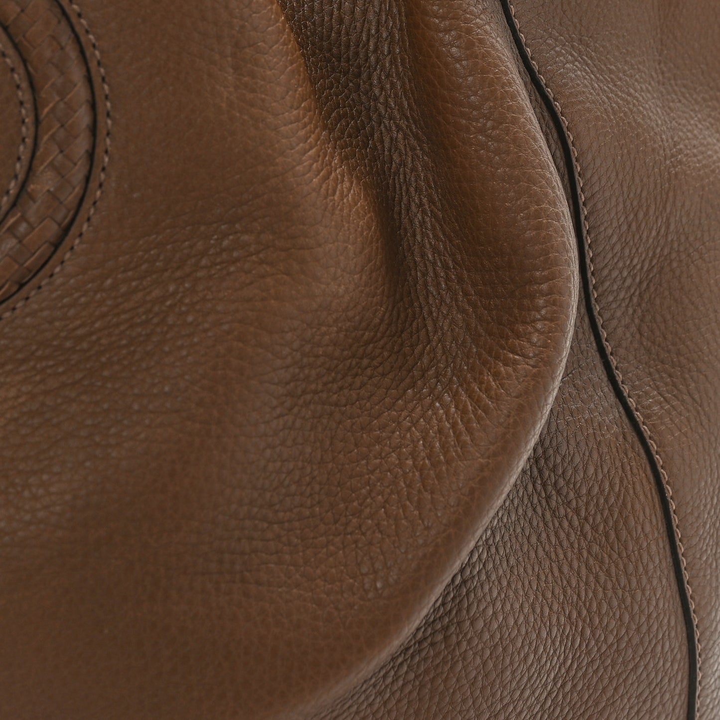 Pebbled Calfskin Medium Twill Tote Brown