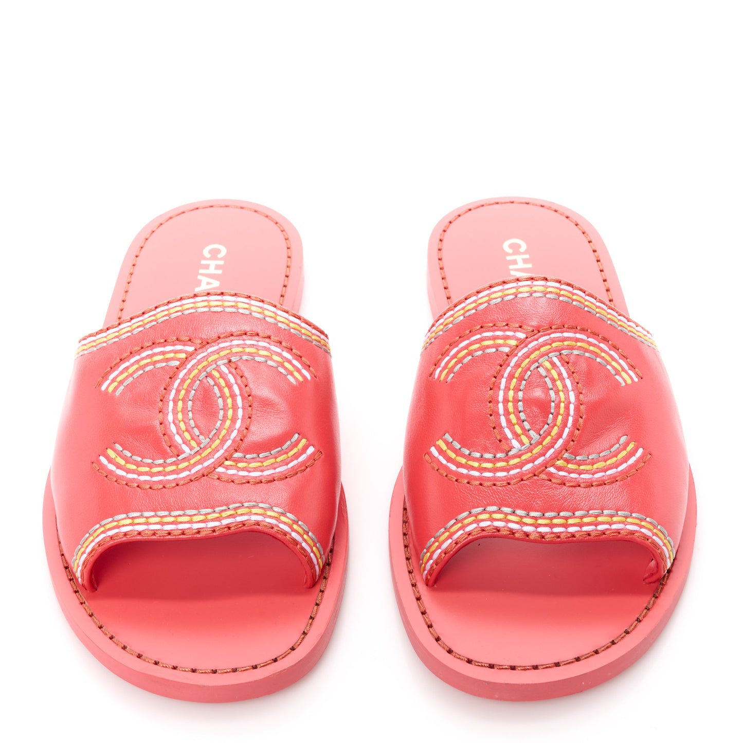 Calfskin Embroidered CC Sandal Mule 36 Red