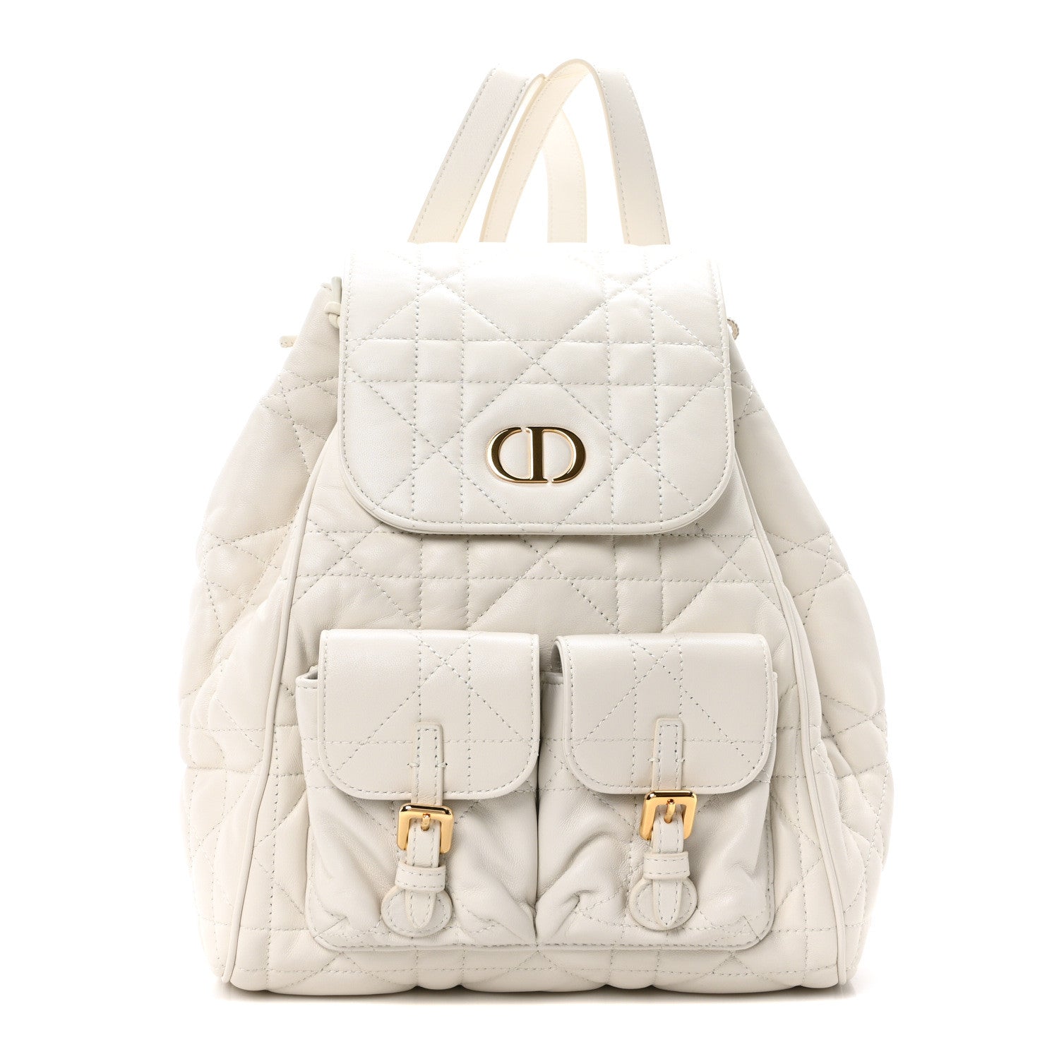 Christian Dior Lambskin Macrocannage Medium Caro Backpack White 1 of 10