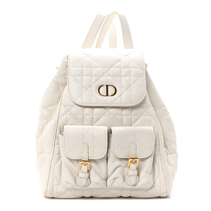 Christian Dior Lambskin Macrocannage Medium Caro Backpack White 1 of 10