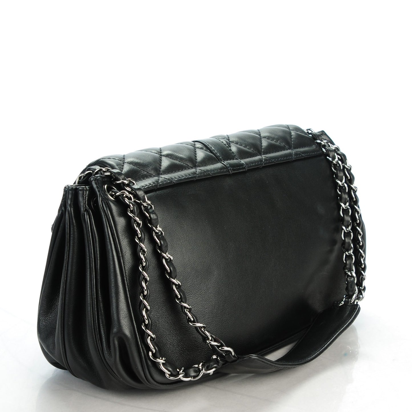Lambskin Quilted Accordion Mademoiselle Flap Black