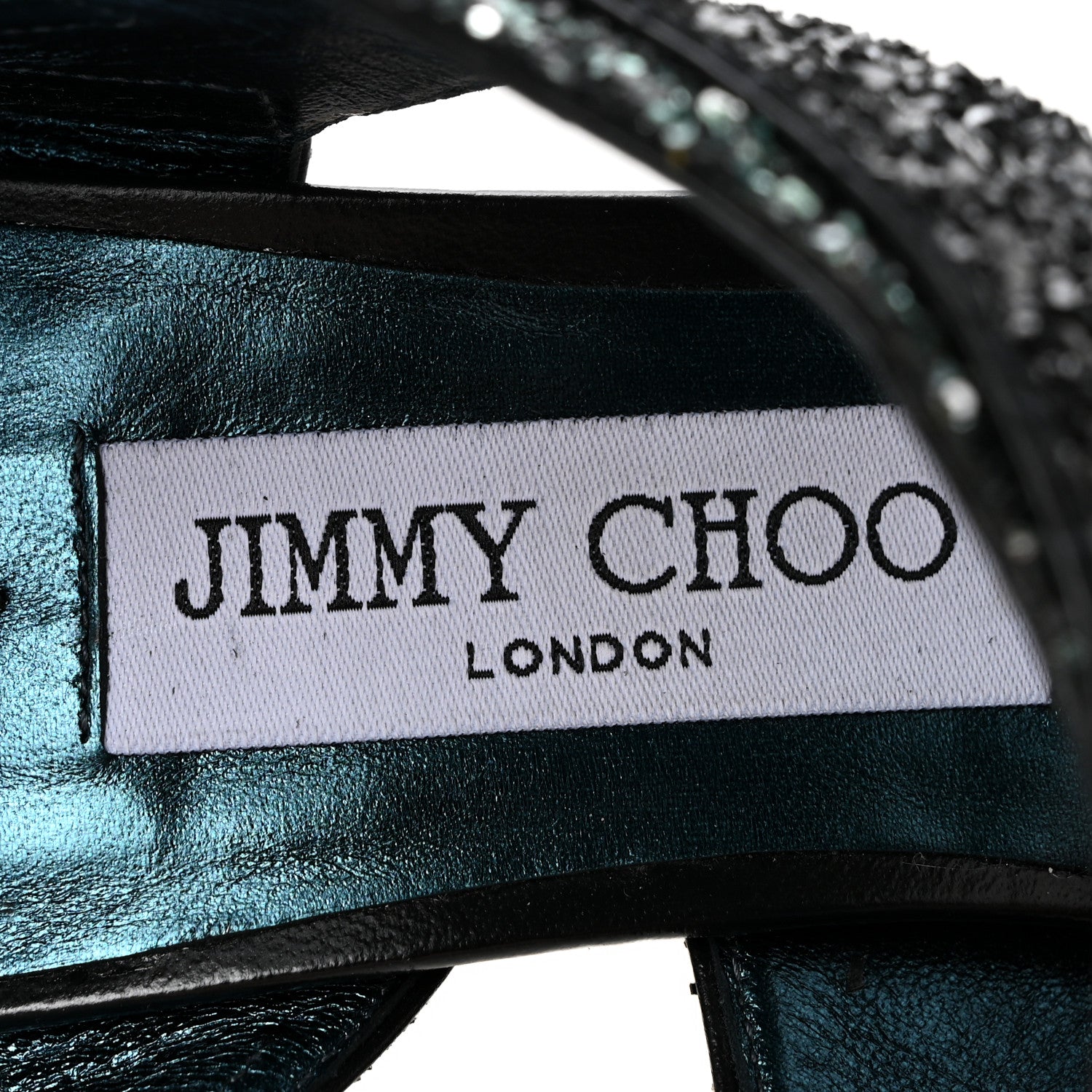 Jimmy Choo Coarse Glitter Falcon 100 Sandals 38.5 Navy Mix 8 of 10