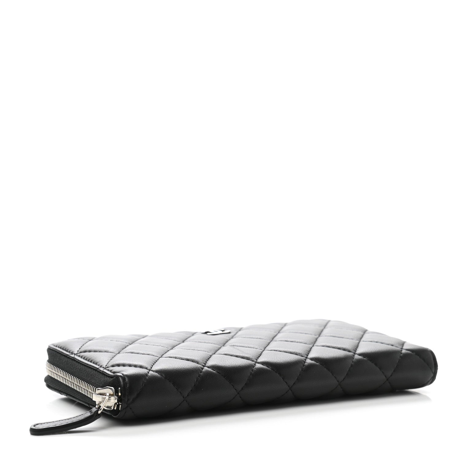 Chanel Lambskin Quilted Large Gusset Zip Around Wallet Black 4 of 9