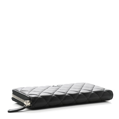 Chanel Lambskin Quilted Large Gusset Zip Around Wallet Black 4 of 9