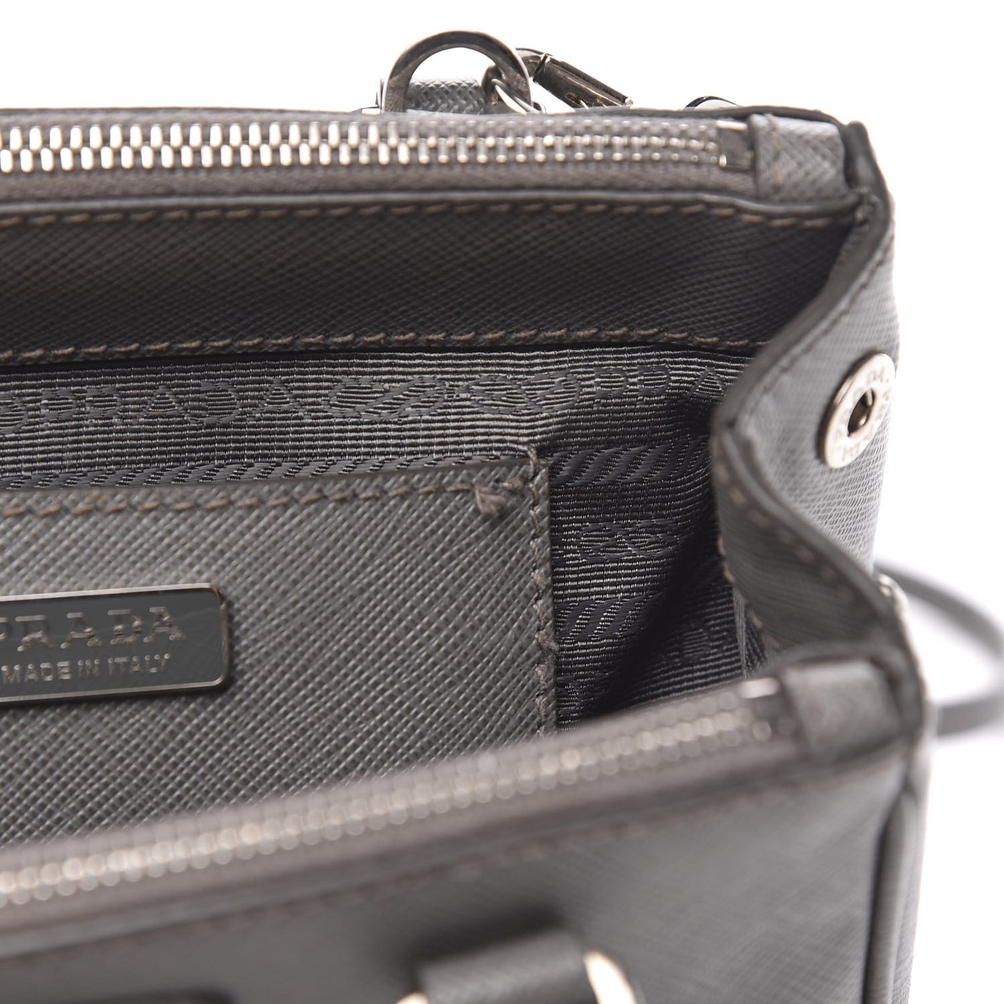 Saffiano Micro Galleria Double Zip Tote Marmo