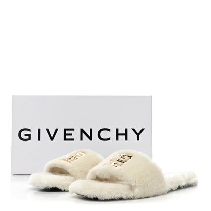 Givenchy Shearling 4G Logo Mule Slide Sandals 41 Ivory 9 of 9