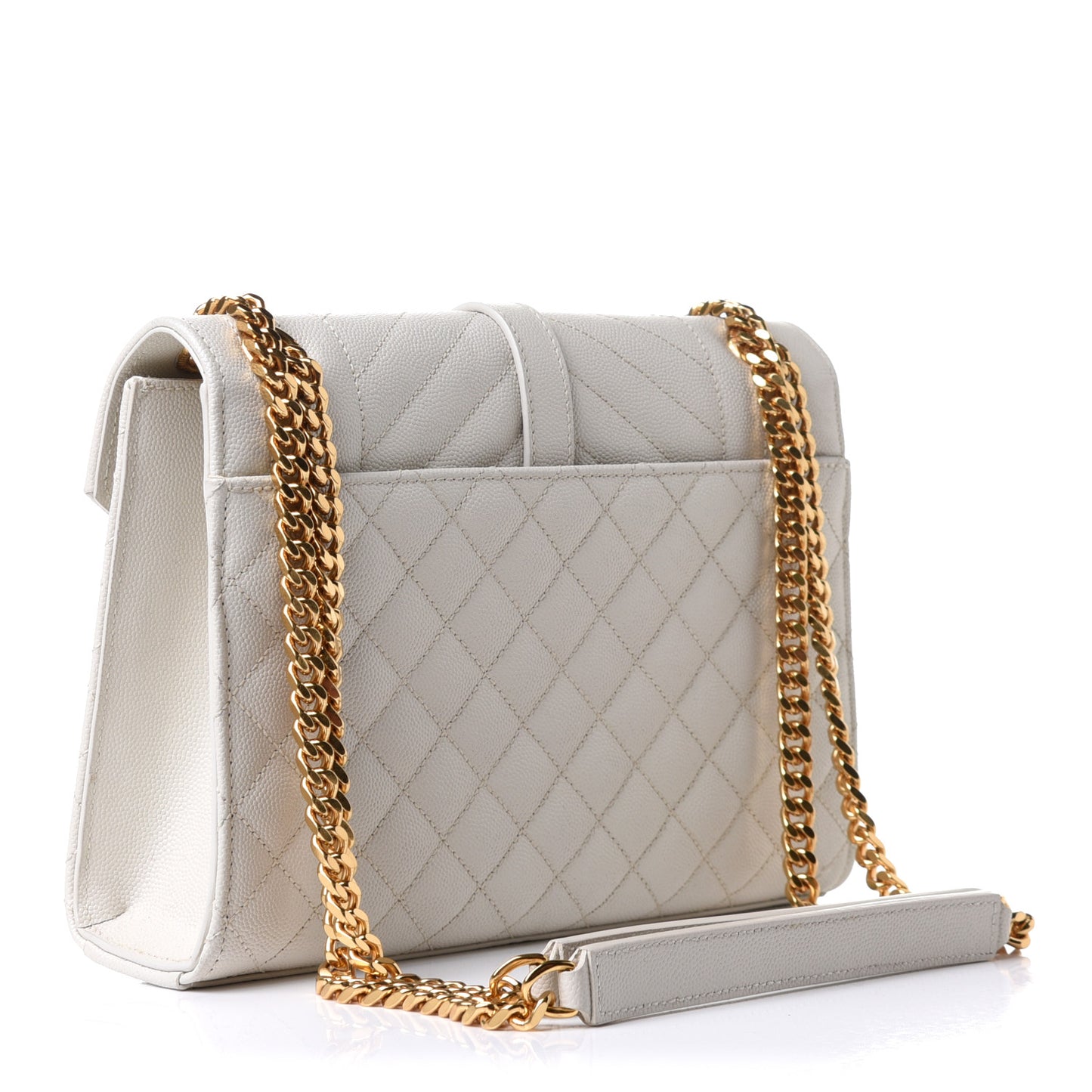 Grain De Poudre Textured Mixed Matelasse Medium Triquilt Monogram Satchel Crema Soft
