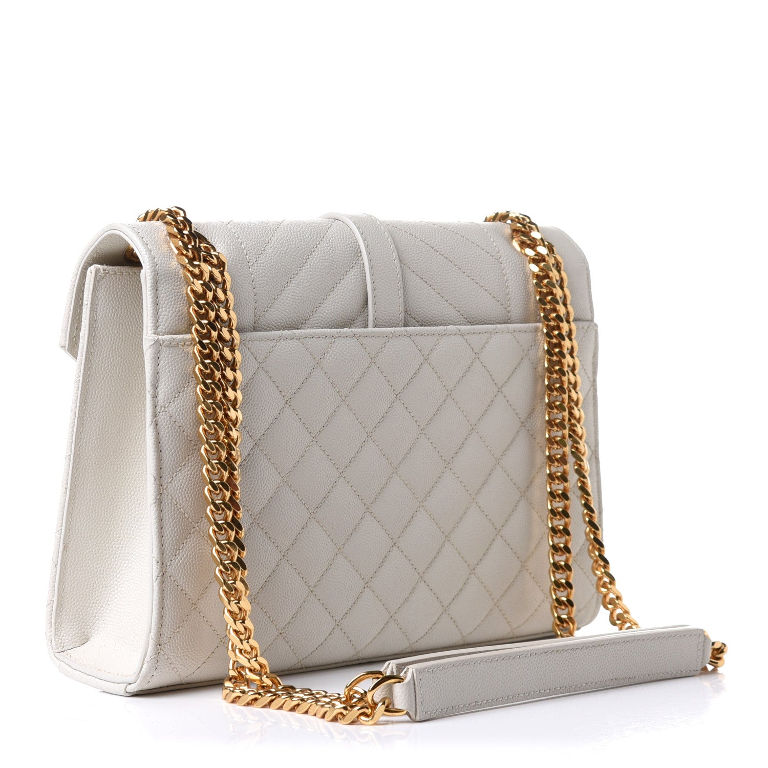 Saint Laurent Grain De Poudre Textured Mixed Matelasse Medium Triquilt Monogram Satchel Crema Soft 3 of 12