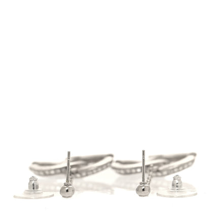 Chanel Crystal Baguette CC Drop Earrings Silver 3 of 5
