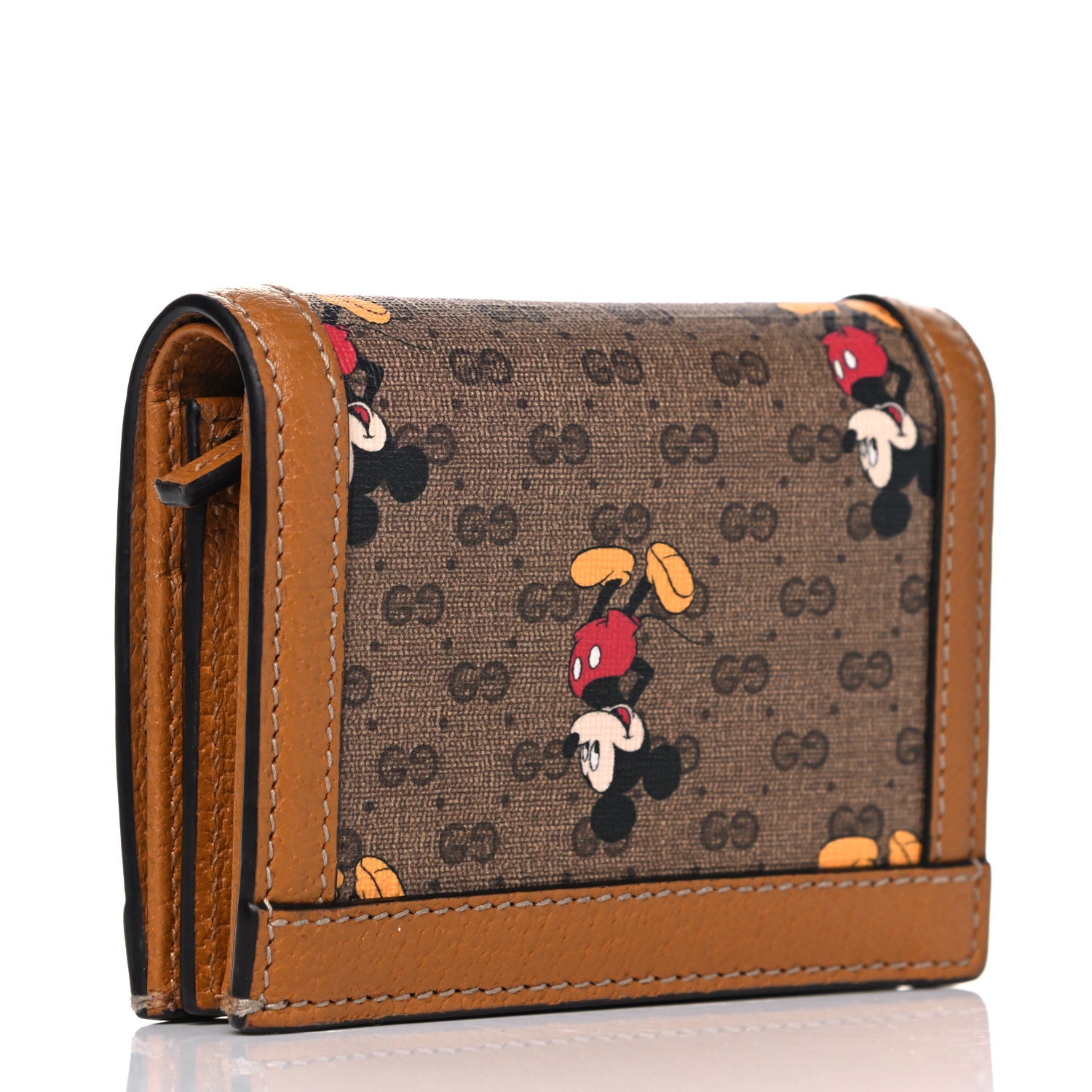Gucci X DISNEY Mini Vintage GG Supreme Monogram Mickey Mouse Card Holder Wallet Beige Vintage Sun Oil 6 of 8