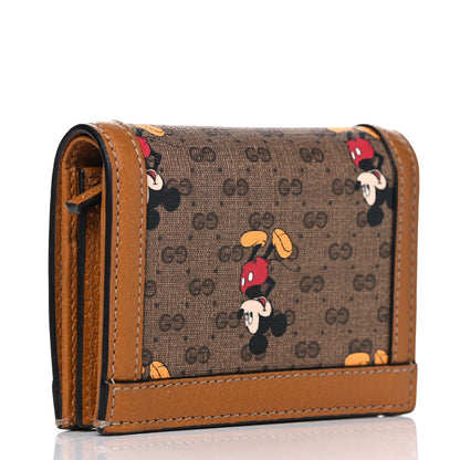 Gucci X DISNEY Mini Vintage GG Supreme Monogram Mickey Mouse Card Holder Wallet Beige Vintage Sun Oil 6 of 8