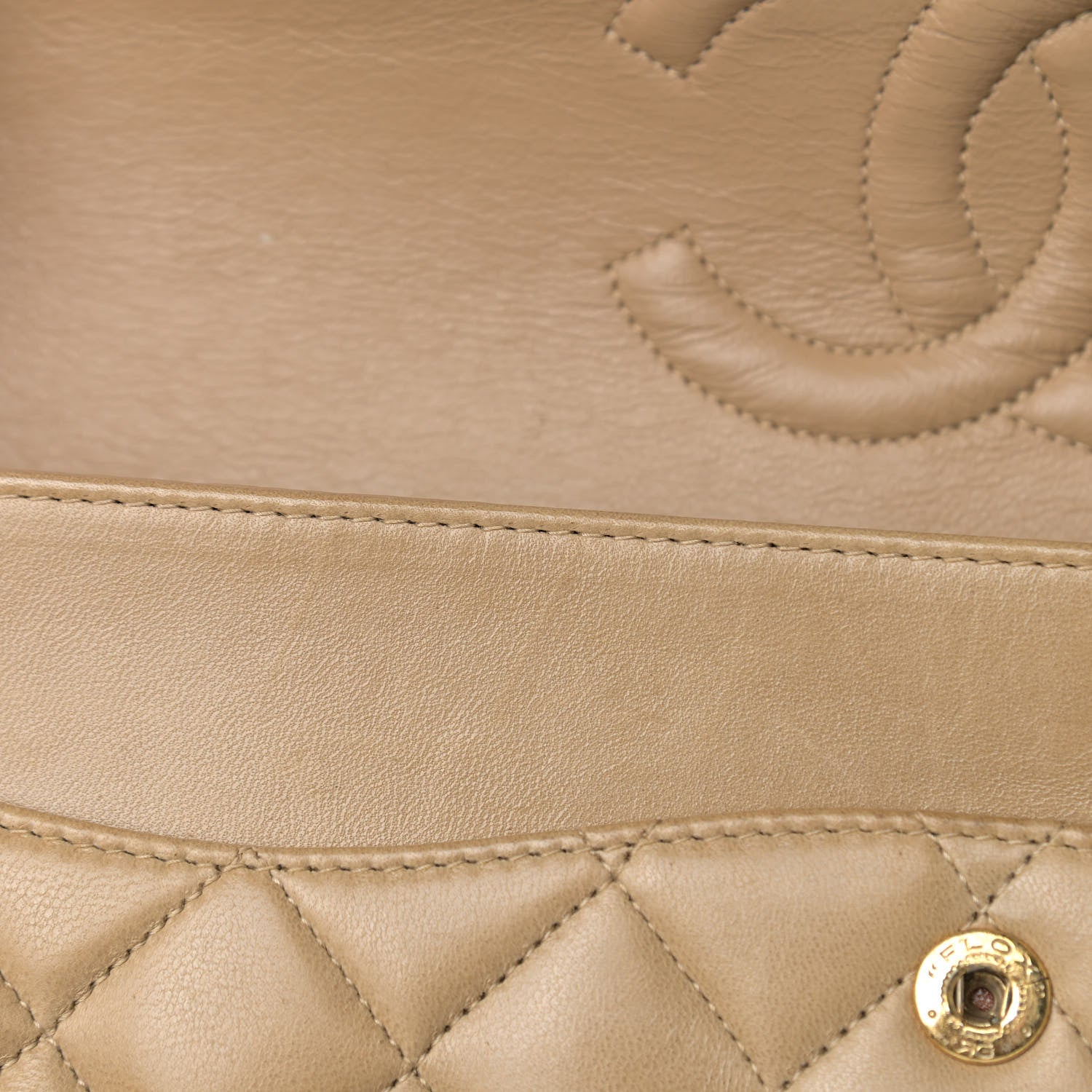 Chanel Lambskin Quilted Medium Double Flap Beige 12 of 23