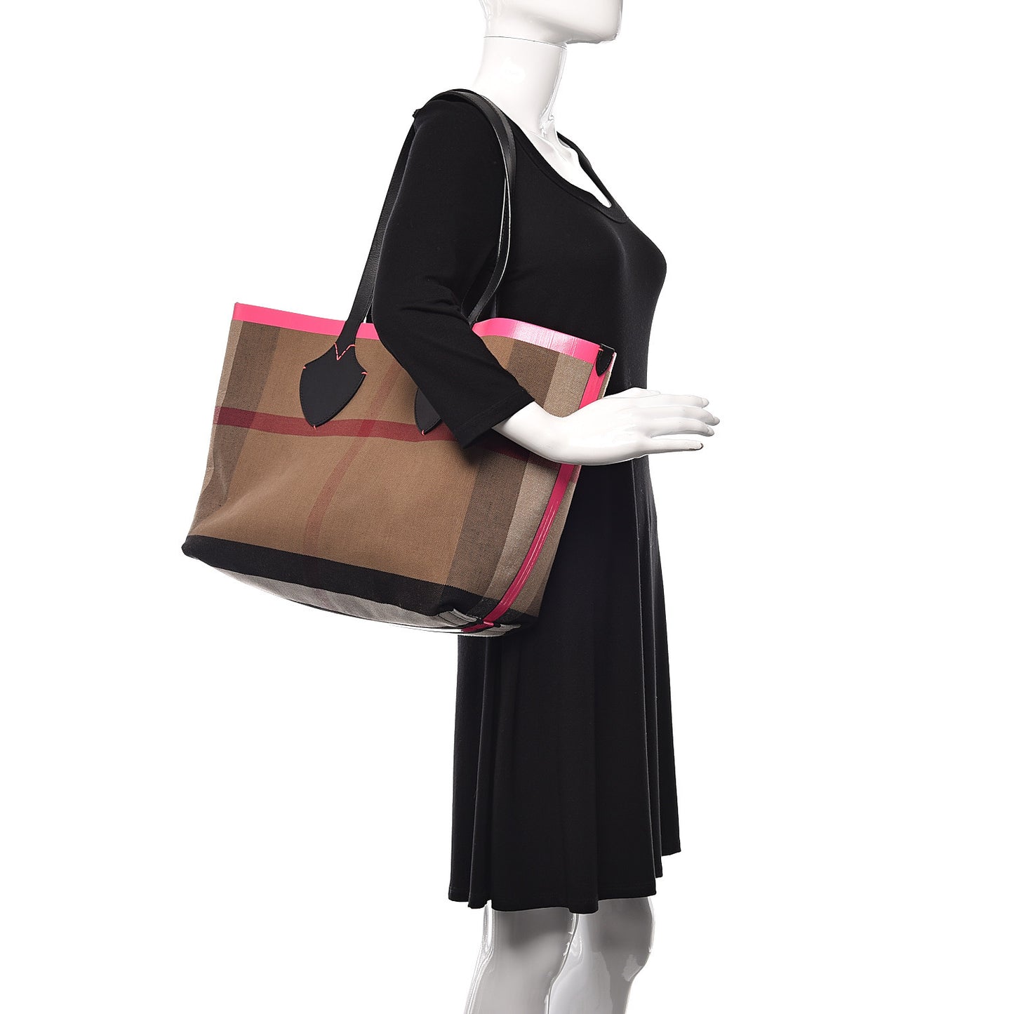 Canvas Mega Check The Giant Reversible Tote Black Neon Pink