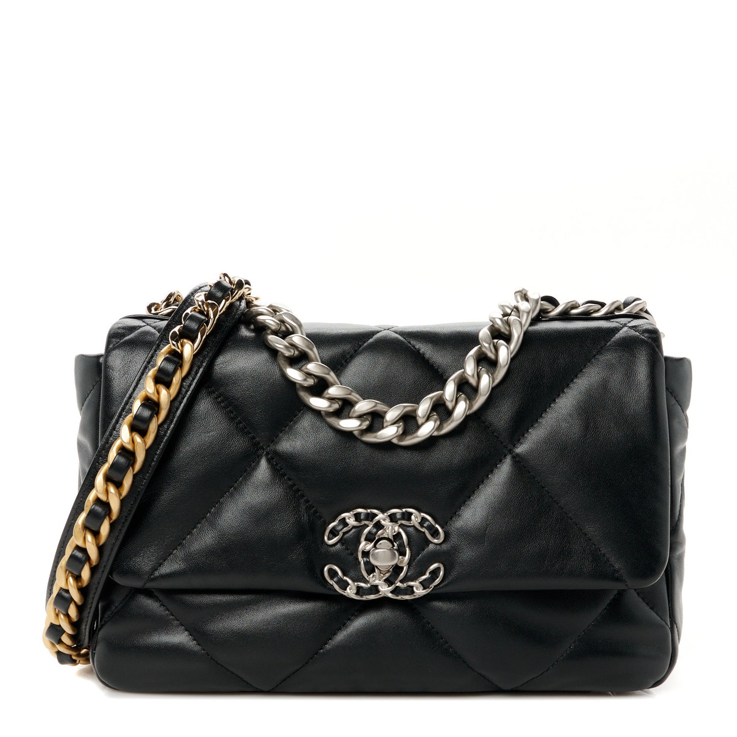 Lambskin Quilted Medium Chanel 19 Flap Black