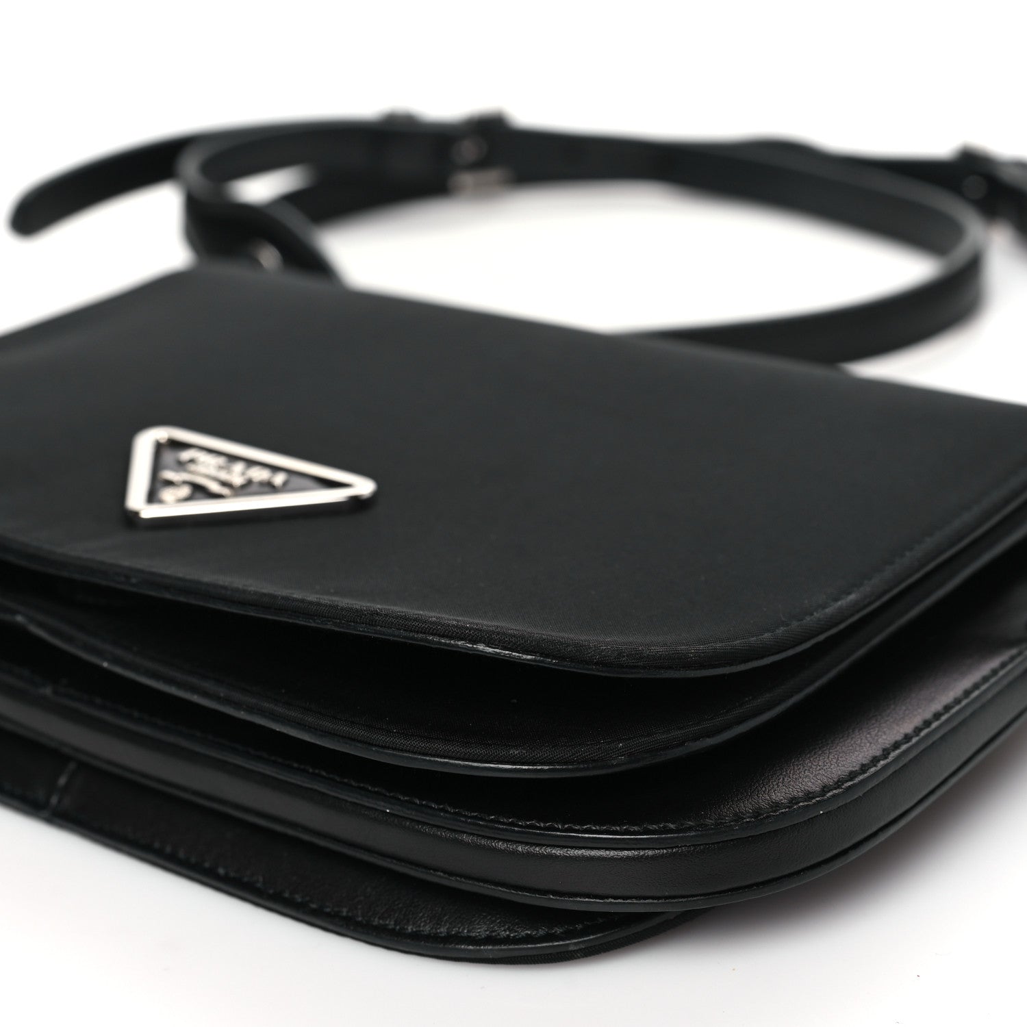 Prada Tessuto Vitello Medium Margit Shoulder Bag Black 9 of 11