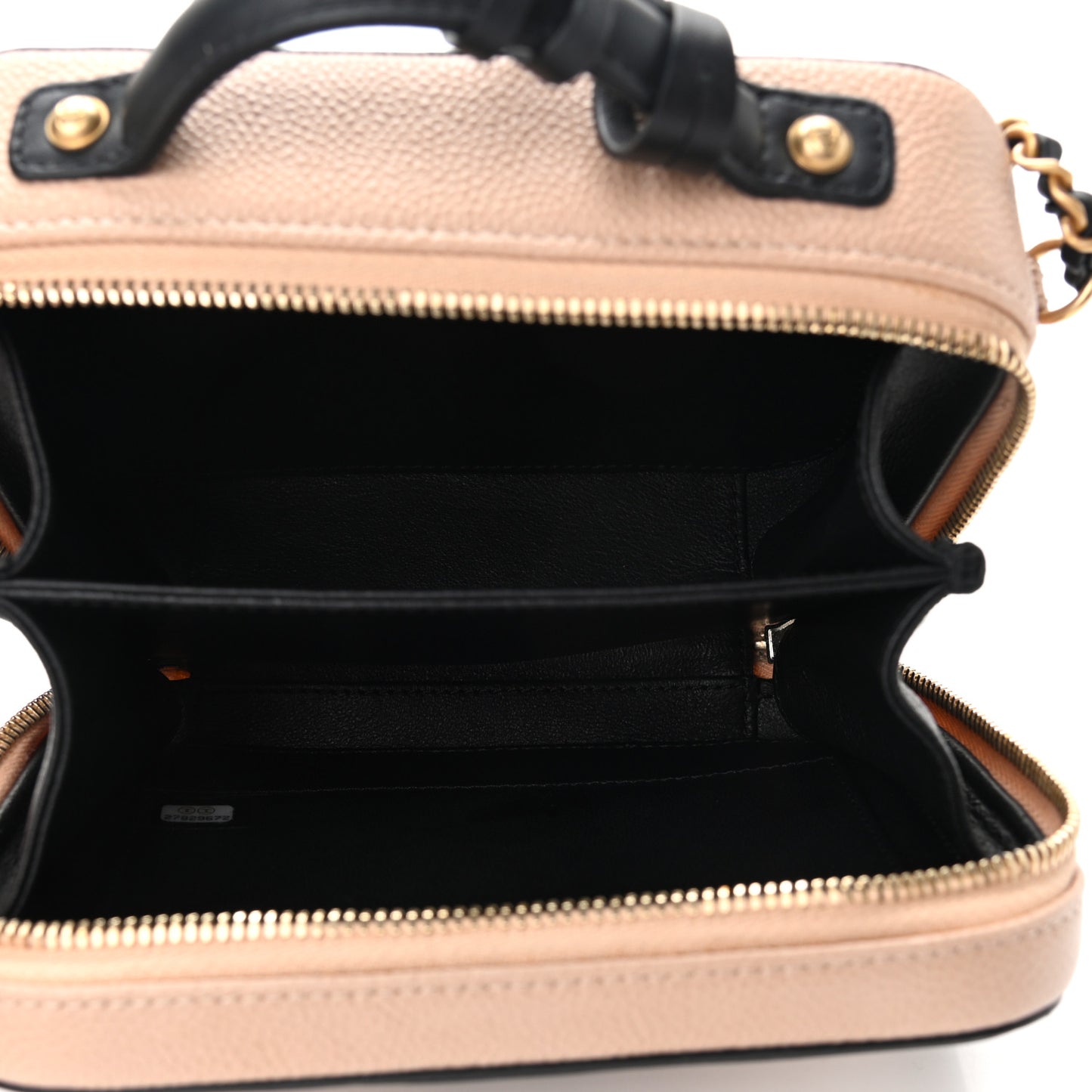 Caviar Quilted Small CC Filigree Vanity Case Beige Black