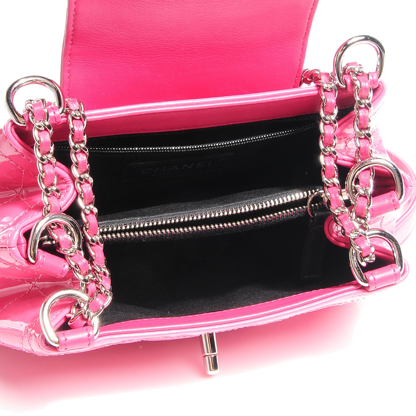 Patent Quilted Coco Shine Small Accordion Flap Pink