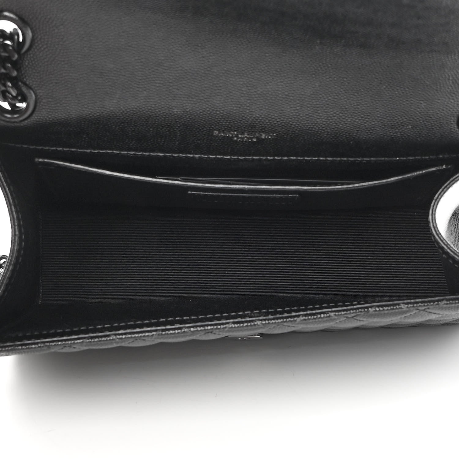 Saint Laurent Grain De Poudre Textured Mixed Matelasse Triquilt Medium Monogram Satchel Black 4 of 12