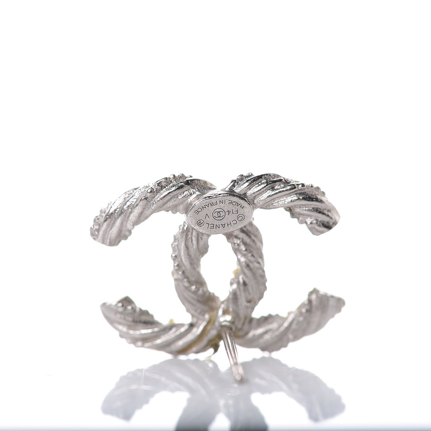 Chanel Crystal CC Twisted Earrings Silver 4 of 4
