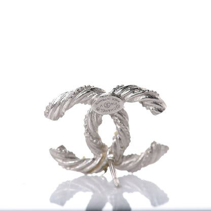 Chanel Crystal CC Twisted Earrings Silver 4 of 4