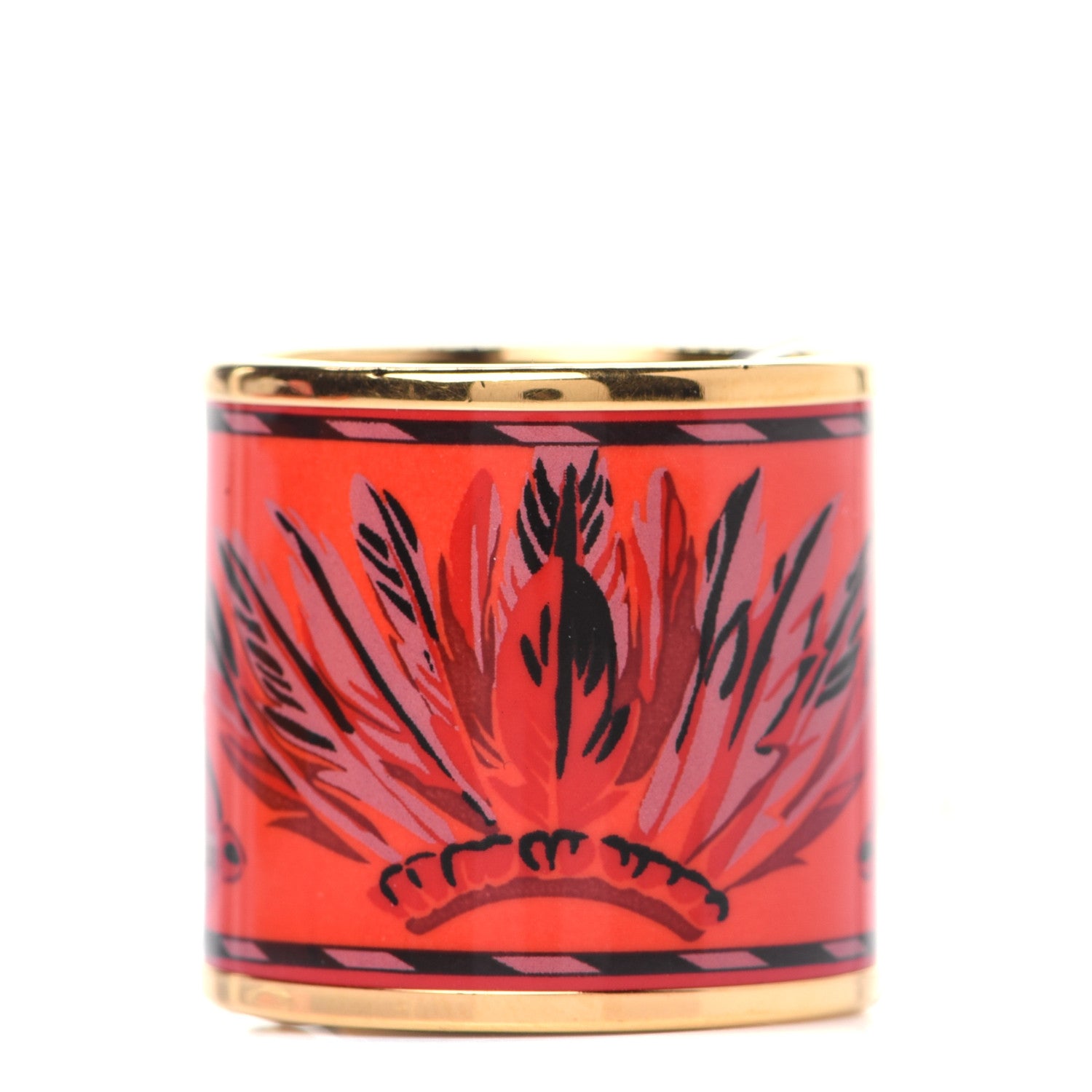 Hermes Enamel Gold Plated Brazil Scarf Ring 1 of 6
