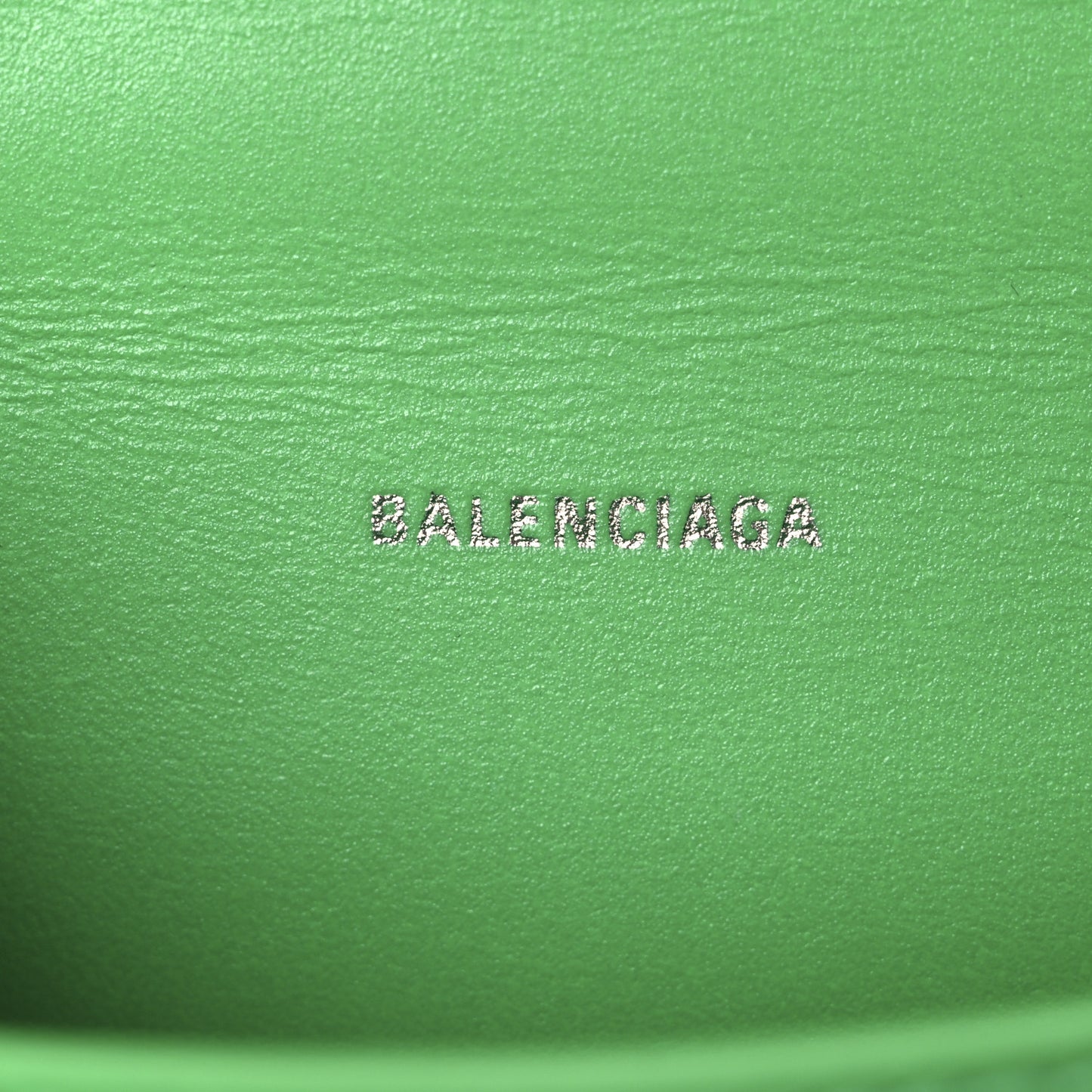 Shiny Calfskin Tonal B Crocodile Embossed Hourglass Top Handle Bag XS Vivid Green