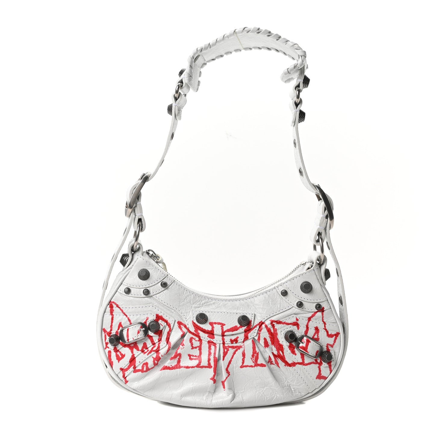 Agneau Arena Lunar New Year Graffiti Logo Le Cagole Shoulder Bag XS Optic White