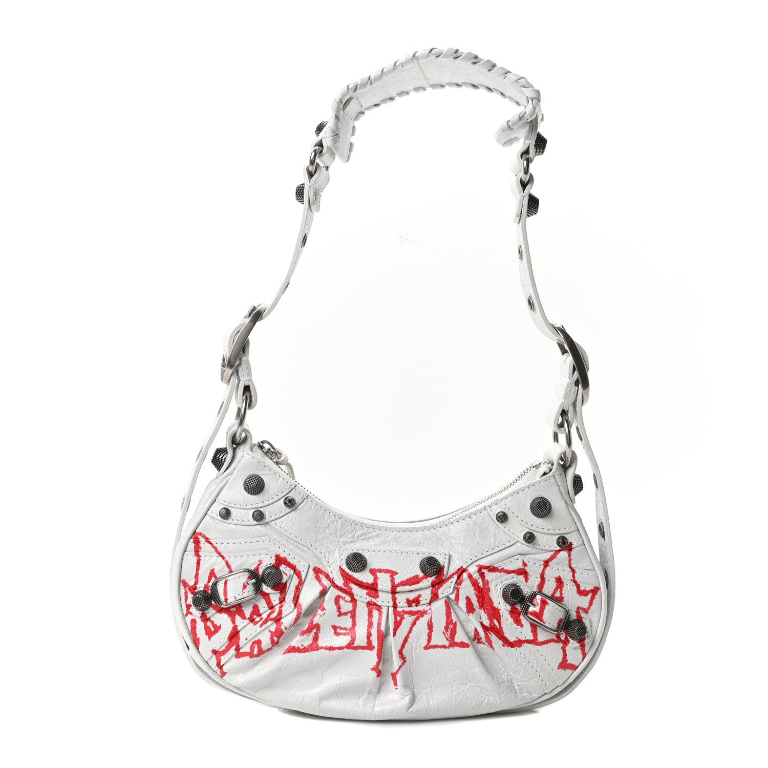 Balenciaga Agneau Arena Lunar New Year Graffiti Logo Le Cagole Shoulder Bag XS Optic White 1 of 11