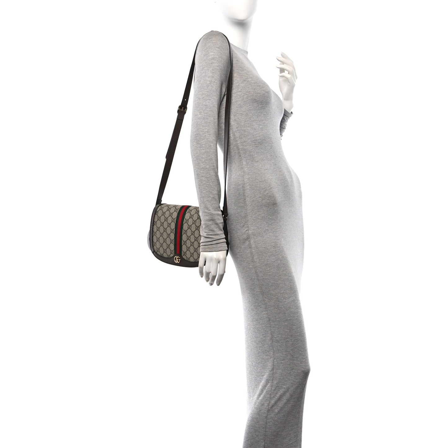 GG Supreme Monogram Web Small Ophidia Flap Messenger Bag Brown