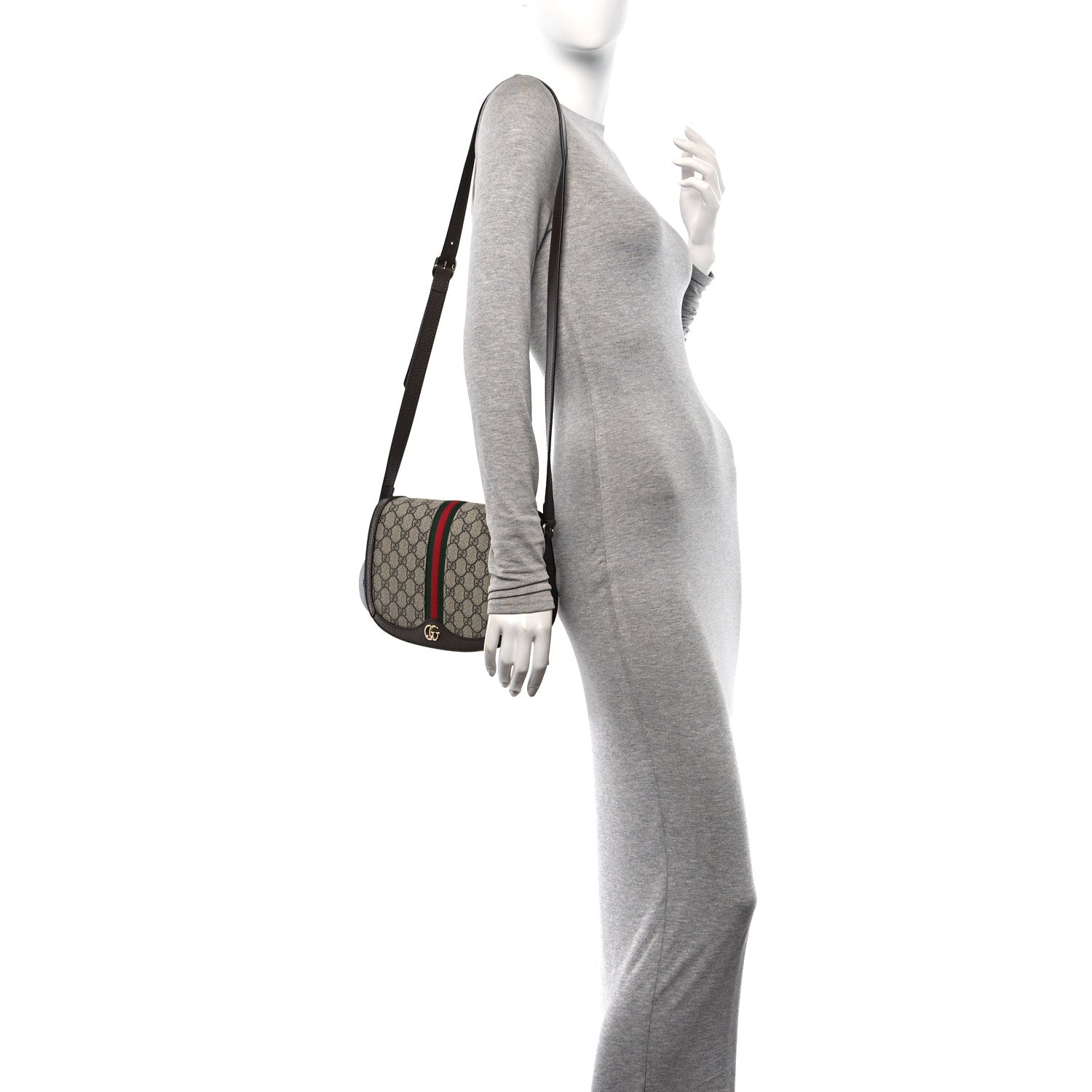 Gucci GG Supreme Monogram Web Small Ophidia Flap Messenger Bag Brown 2 of 10