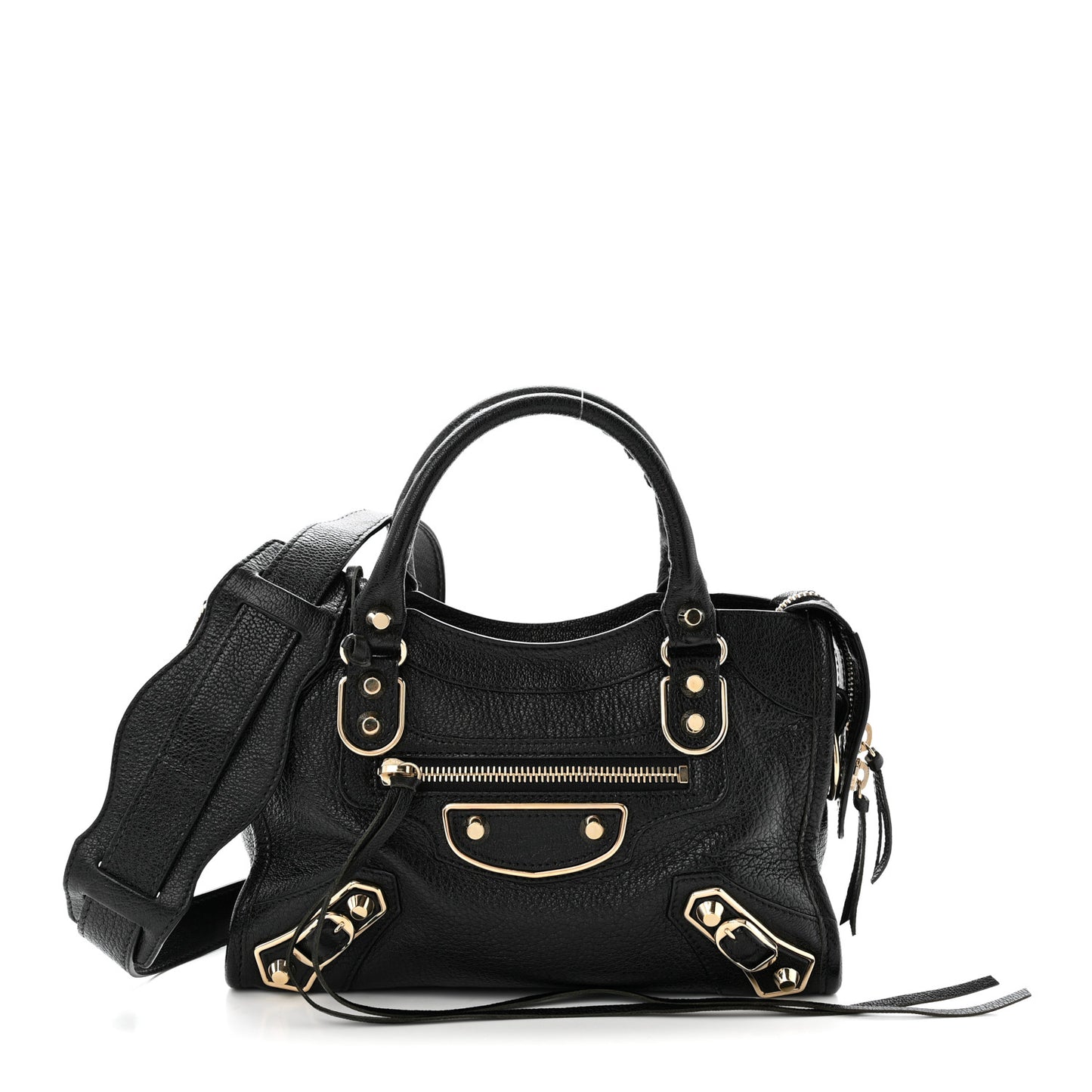 Chevre Gold Metallic Edge Hardware Mini City Black