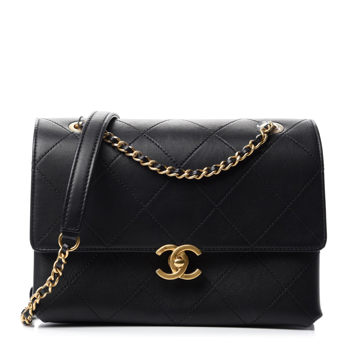 Lambskin Sleek And Chic Flap Black