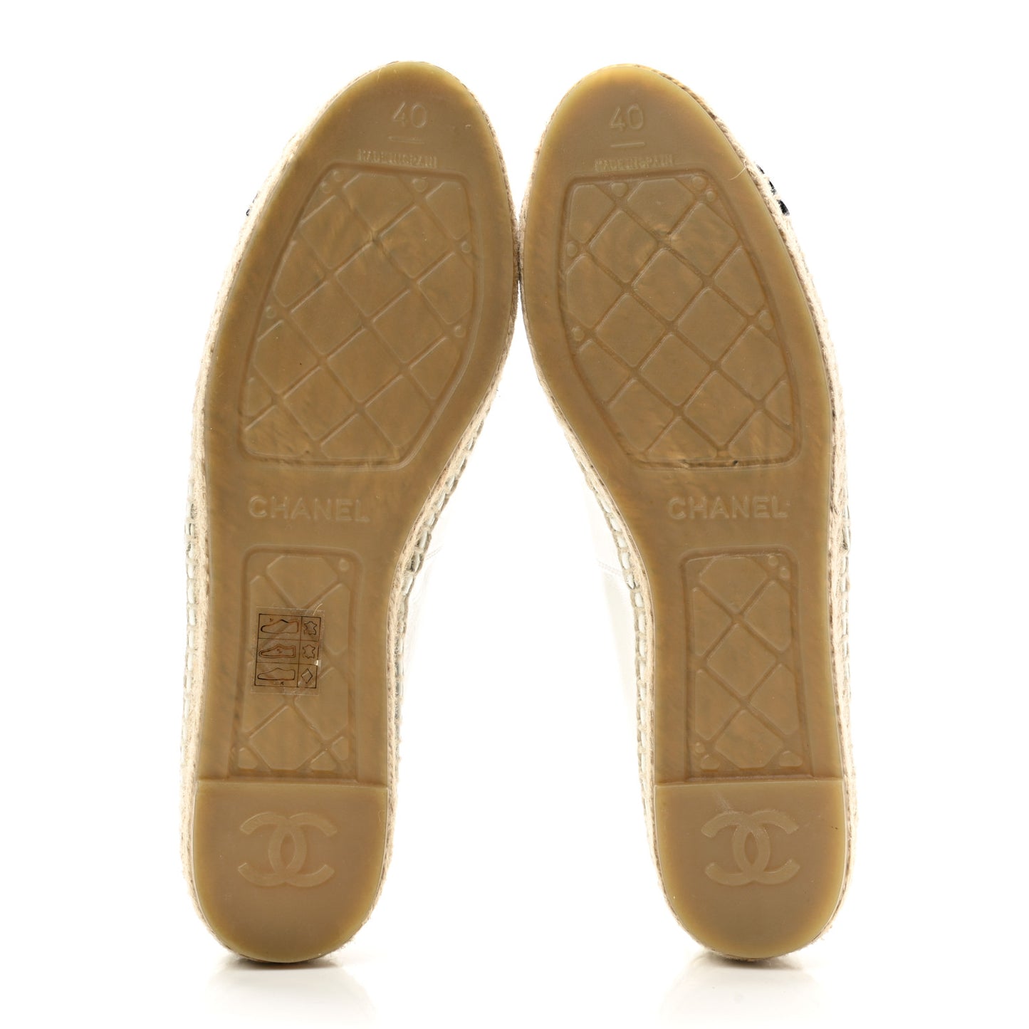 Patent Calfskin Crystal CC Espadrilles 40 White Black
