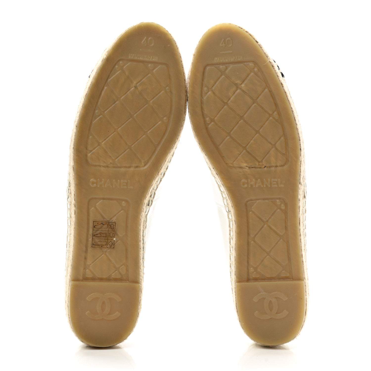 Chanel Patent Calfskin Crystal CC Espadrilles 40 White Black 5 of 9
