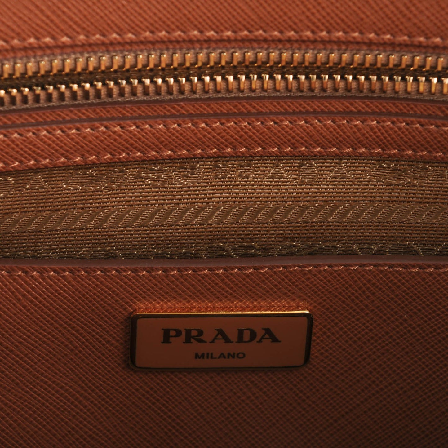Saffiano Lux Colorblock Medium Galleria Double Zip Tote Caramel Papaya