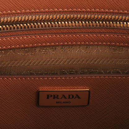 Prada Saffiano Lux Colorblock Medium Galleria Double Zip Tote Caramel Papaya 6 of 8